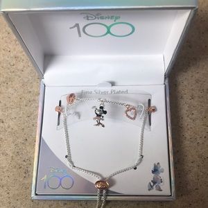 Minnie Mouse Disney 100th Anniversary Fine Silver Plated Adjustable Bracelet